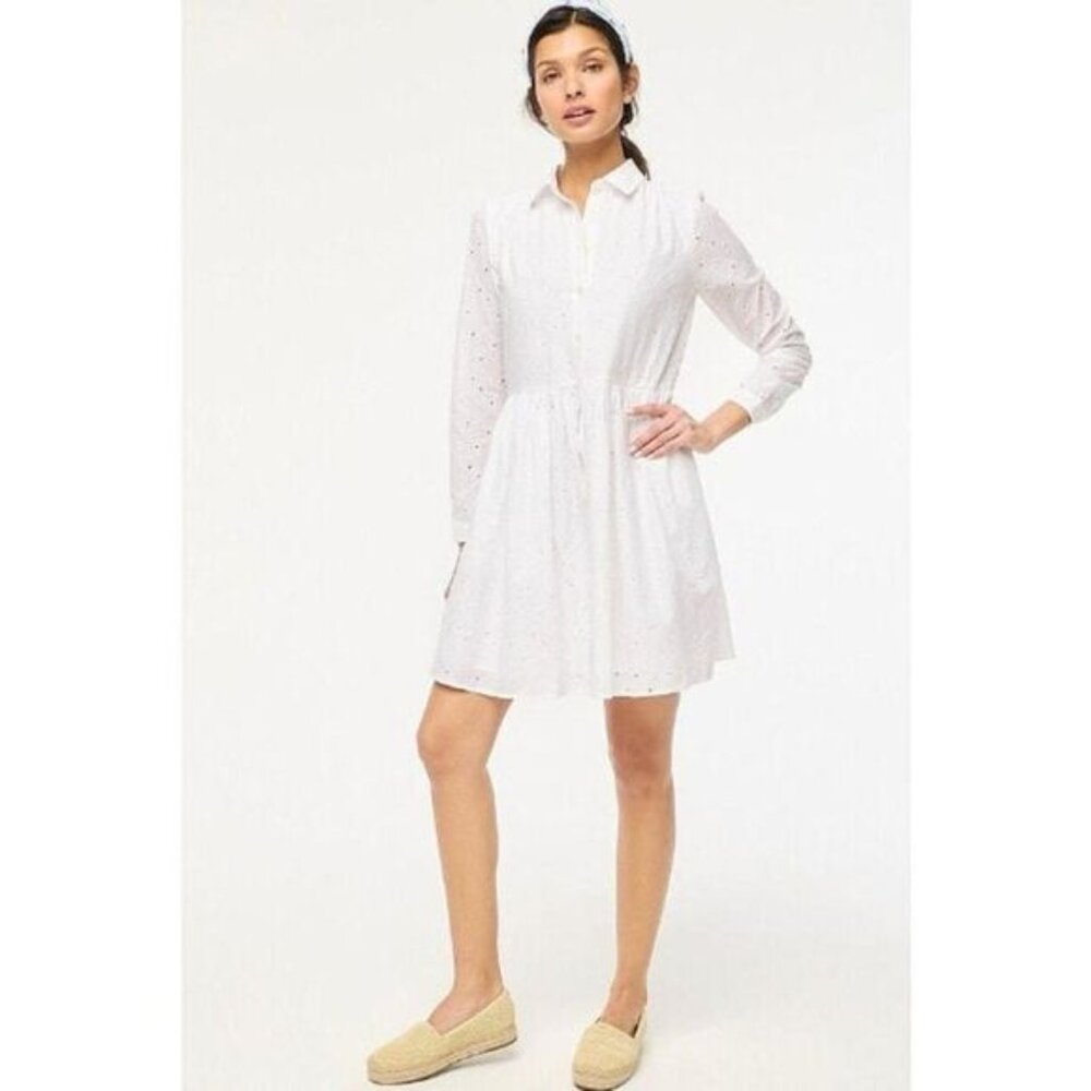 J.crew factory white eyelet button down mini dress size 6